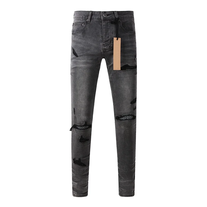 Distressed Jean Rip - Męskie spodnie jeansowe skinny z wysokim