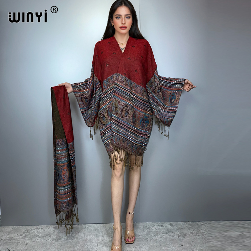 Street Fashion Kimono - Płaszcz kimono maxi WINYI Afrykański damski