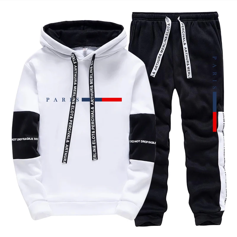 Street For Fashion - Męski Zestaw/Bluza z Kapturem/Spodnie Moda Paryż