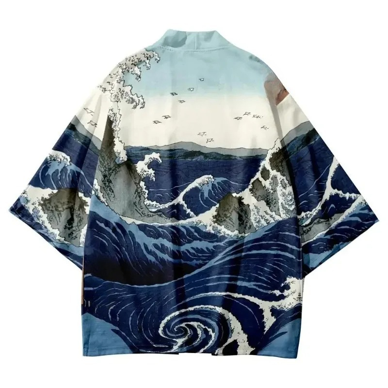 Modny nadruk falowy, tradycyjn – Street Fashion Kimono recenzja i cena
