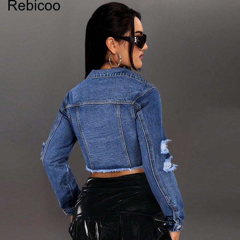 Damska krótka kurtka jeansowa  – Distressed Jean Rip recenzja i cena