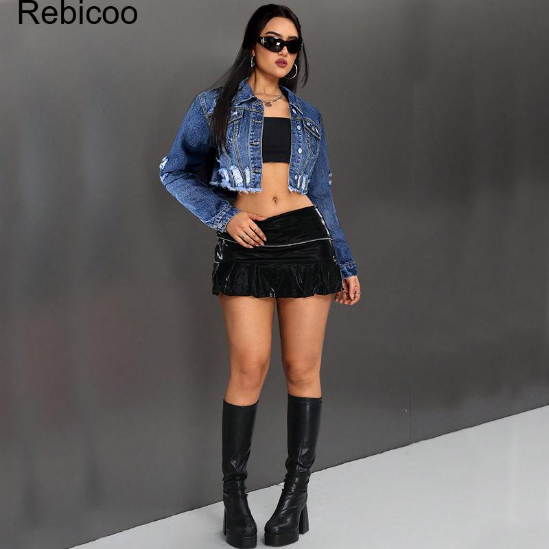Damska krótka kurtka jeansowa  – Distressed Jean Rip recenzja i cena